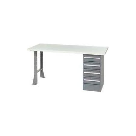 Global Equipment 96 x 30 Pedestal Workbench 4 Drawers Open Leg, Laminate Square Edge Gray 318896